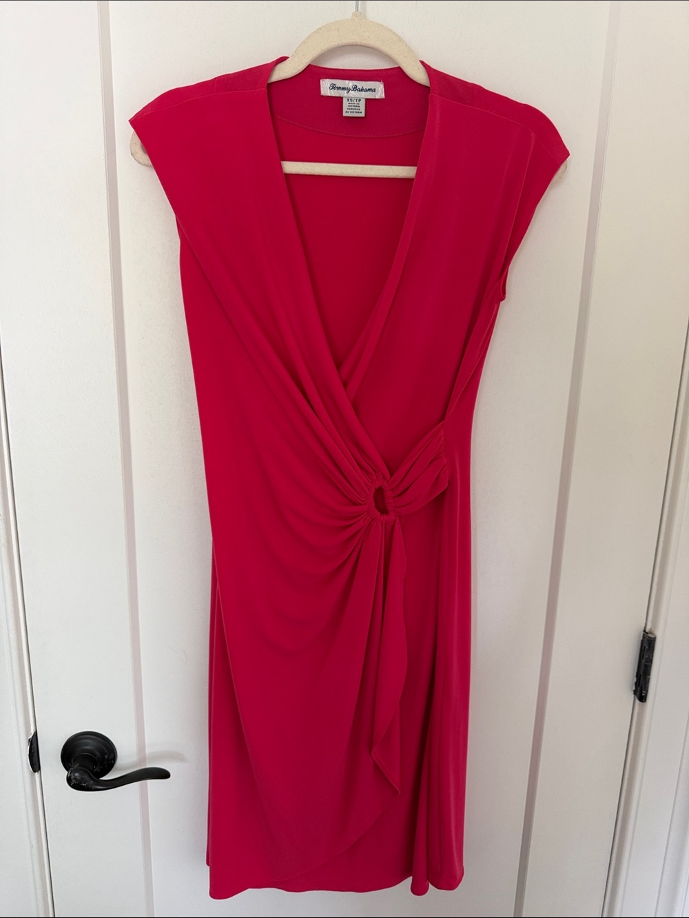 Tommy Bahama Hot Pink Knot-Front Midi Dress